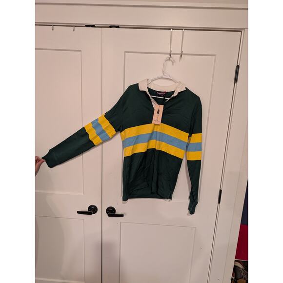 NWT Rowing Blazers Striped Rugby Shirt Green Yellow Blue S - Picture 3 of 10